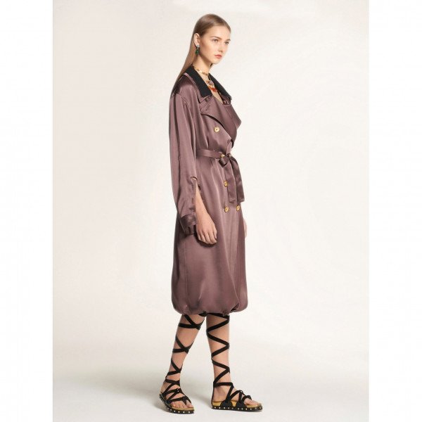 PORTS 1961 Double-Breasted Satin Trench Coat