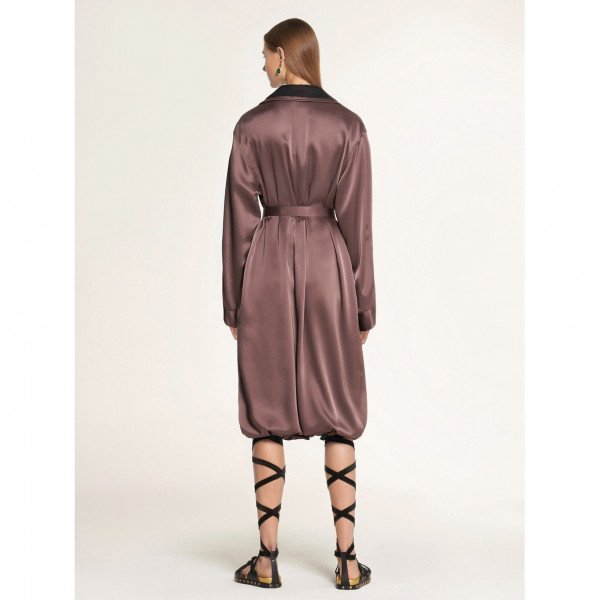 PORTS 1961 Double-Breasted Satin Trench Coat