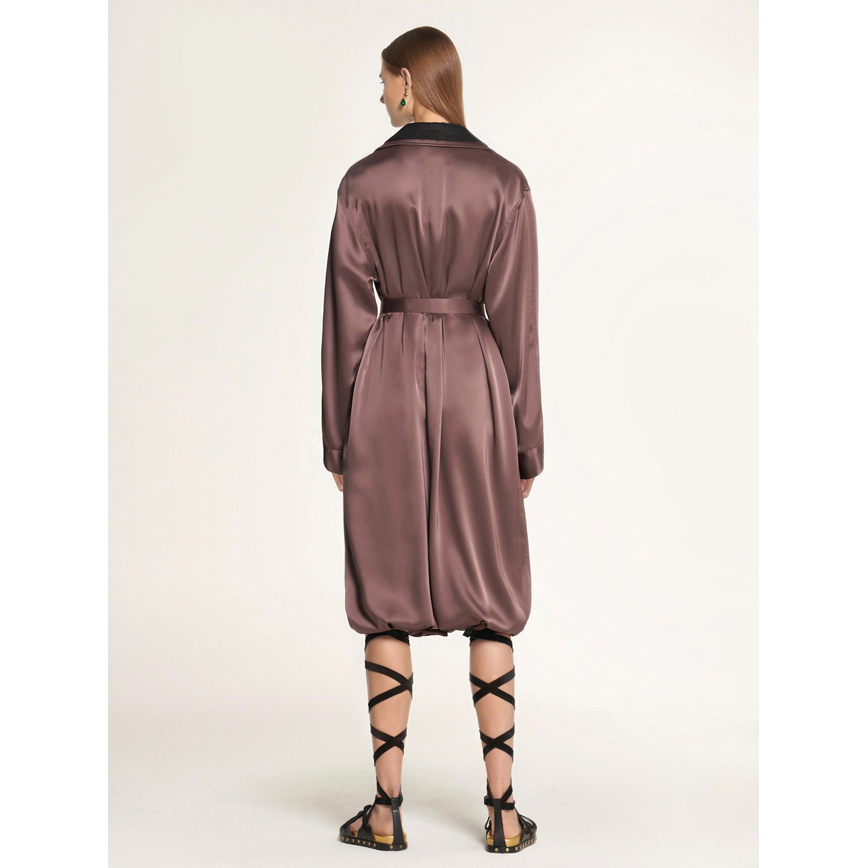 PORTS 1961 Double-Breasted Satin Trench Coat