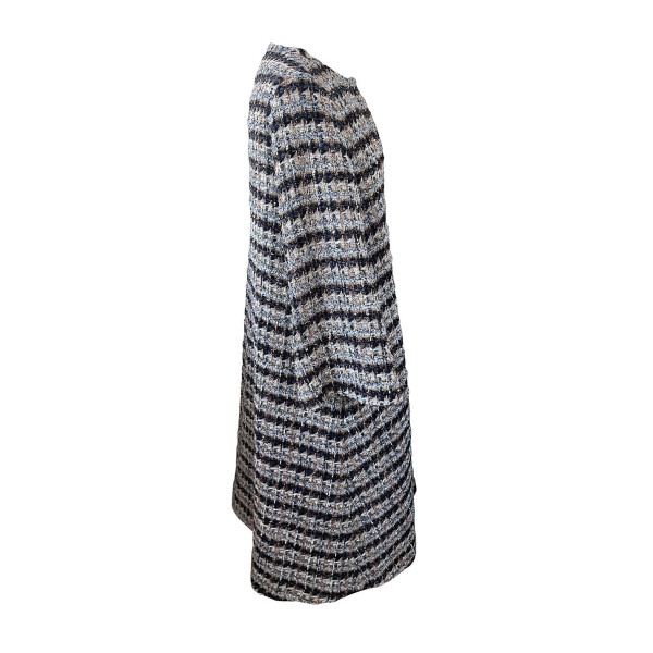 Beulah Collarless Striped Tweed Coat