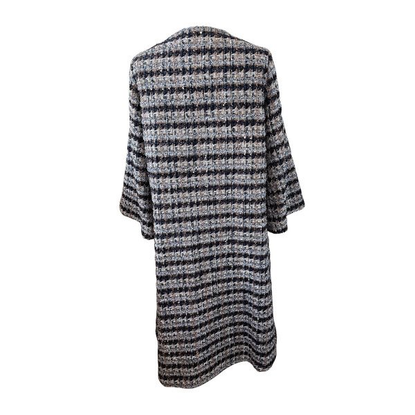 Beulah Collarless Striped Tweed Coat