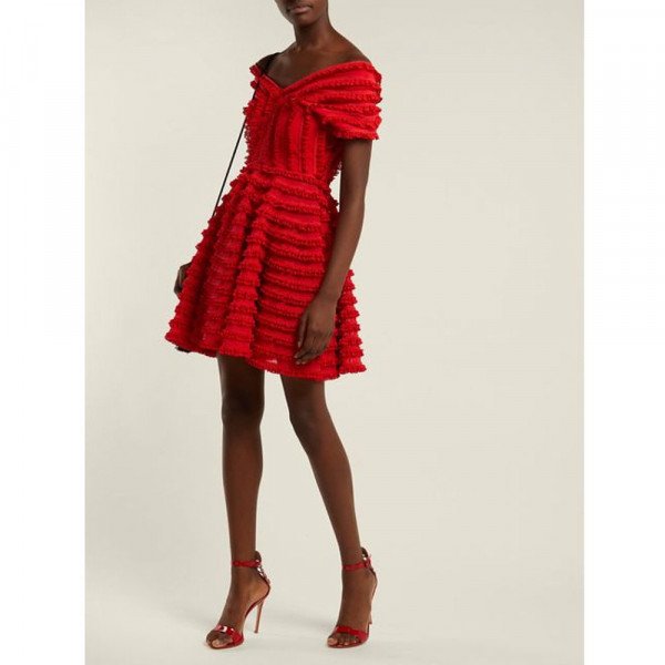 Emilio De La Morena Stretch Ruffle Dress