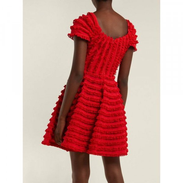 Emilio De La Morena Stretch Ruffle Dress