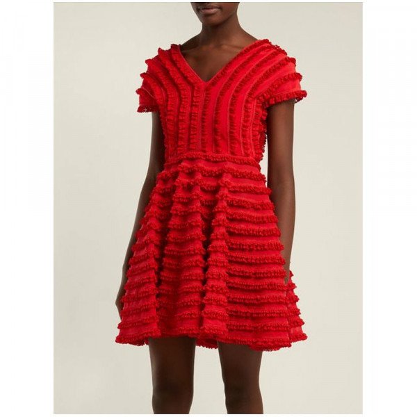 Emilio De La Morena Stretch Ruffle Dress