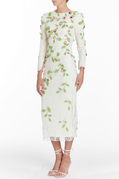 Markarian NY Avelina Embroidered Lace Midi Dress