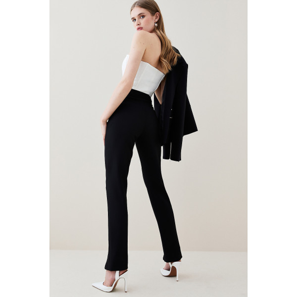 Karen Millen Compact Stretch Zip Through Slim Leg Trousers