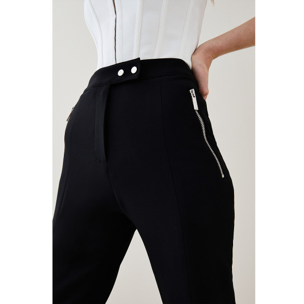 Karen Millen Compact Stretch Zip Through Slim Leg Trousers