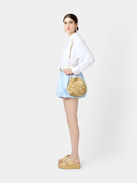 Roger Vivier Raffia Platform Sandals with Crystal Buckle