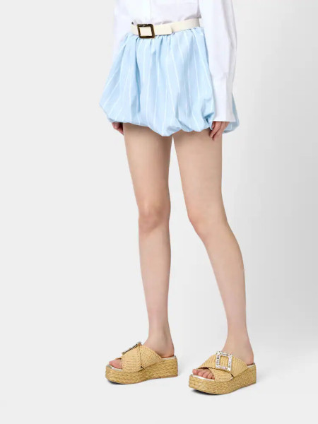 Roger Vivier Raffia Platform Sandals with Crystal Buckle
