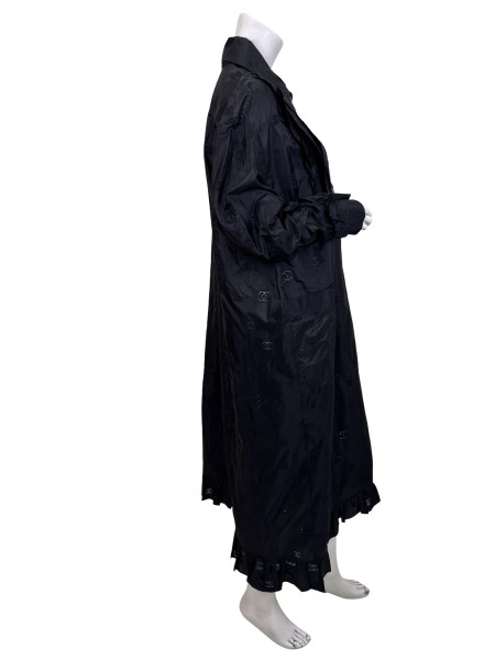 CHANEL Long-Sleeved Black Ruffle Maxi Dress
