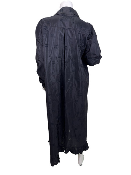 CHANEL Long-Sleeved Black Ruffle Maxi Dress