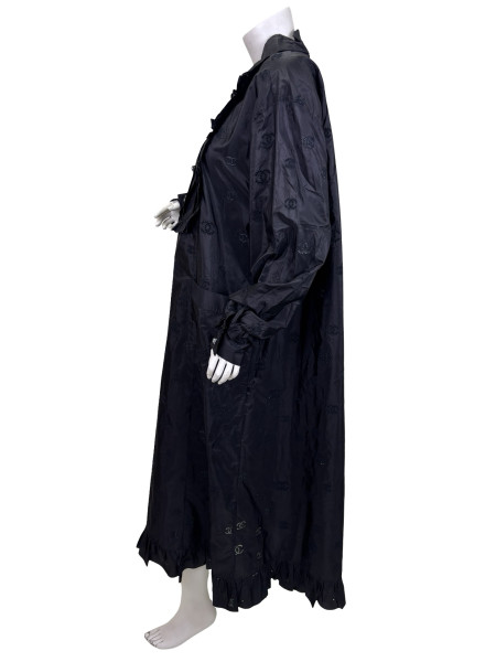 CHANEL Long-Sleeved Black Ruffle Maxi Dress