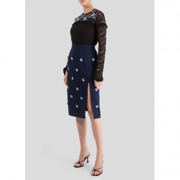 Markus Lupfer Portia Embellished Crepe Skirt