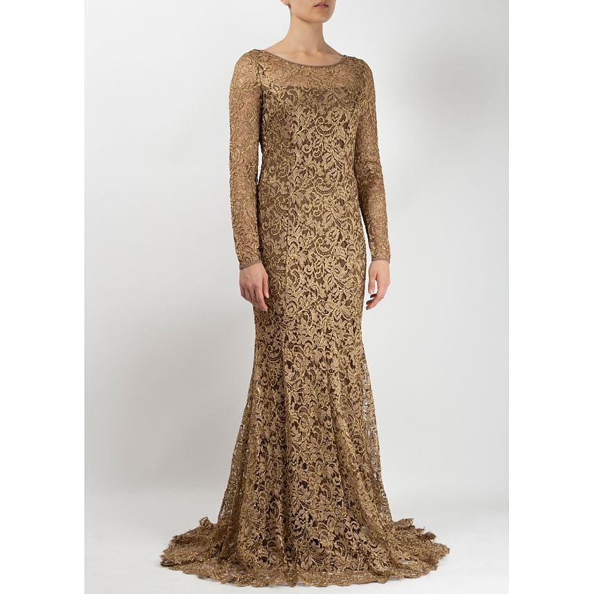 Temperley London Metallic Lace Gown