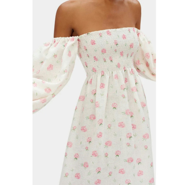 Sleeper Atlanta Linen Dress in Roses