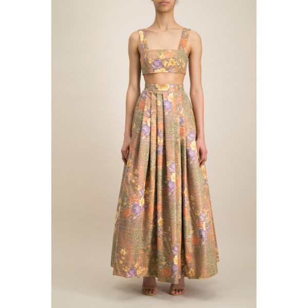 Monique Singh Floral Jacquard Long Evening Skirt