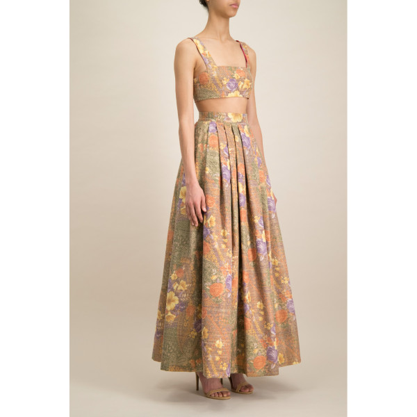 Monique Singh Floral Jacquard Long Evening Skirt