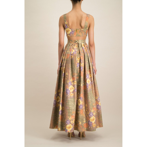 Monique Singh Floral Jacquard Long Evening Skirt