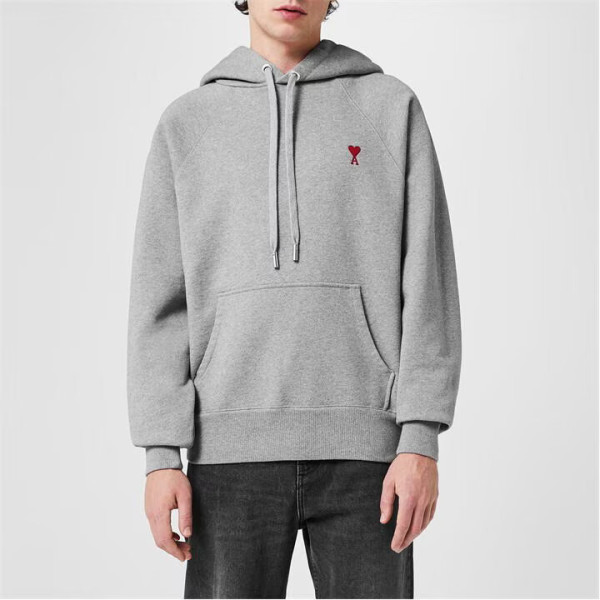 Ami Paris Ami de Coeur Hoodie in Heather Grey