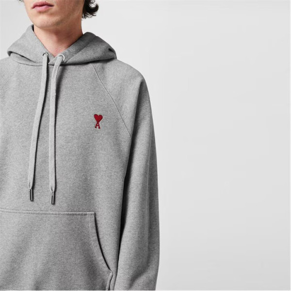 Ami Paris Ami de Coeur Hoodie in Heather Grey