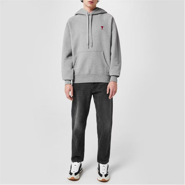 Ami Paris Ami de Coeur Hoodie in Heather Grey