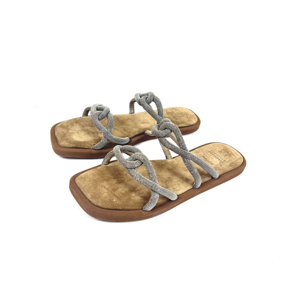 Brunello Cucinelli Embellished Chain Link Sandals