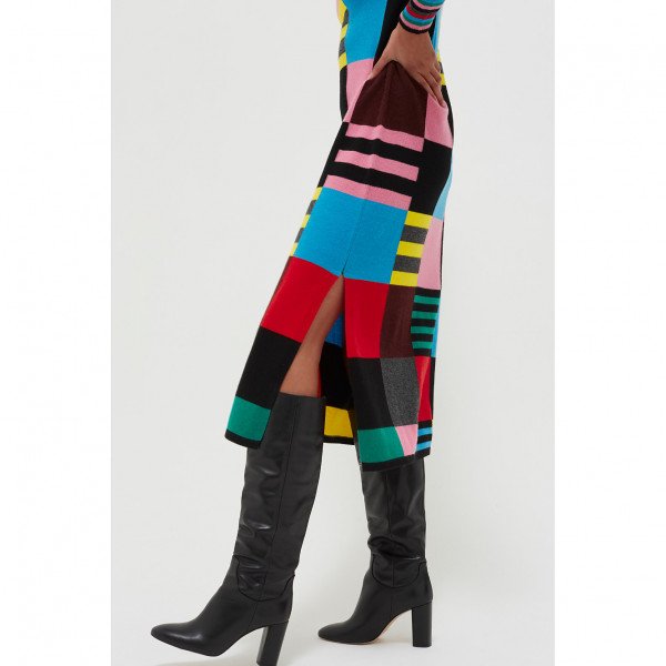 Chinti and Parker Multicolour Eccentric Wool-Cashmere Sweater Dress