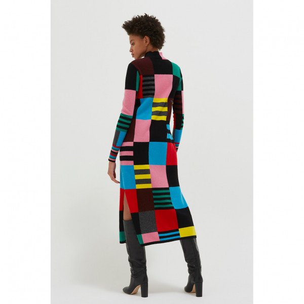 Chinti and Parker Multicolour Eccentric Wool-Cashmere Sweater Dress