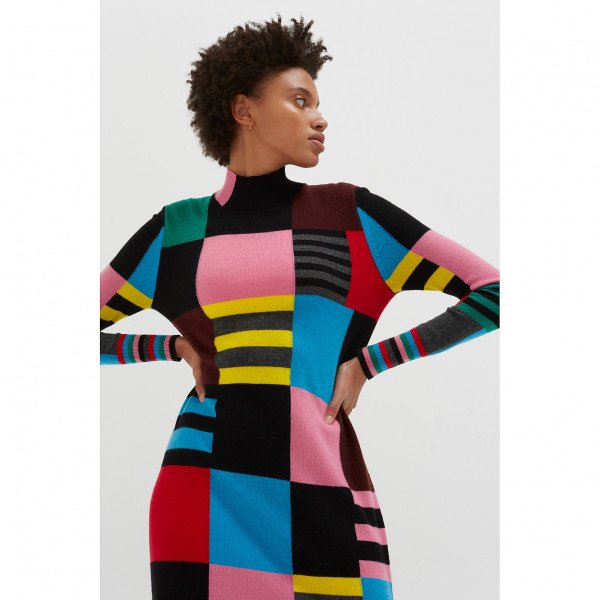 Chinti and Parker Multicolour Eccentric Wool-Cashmere Sweater Dress