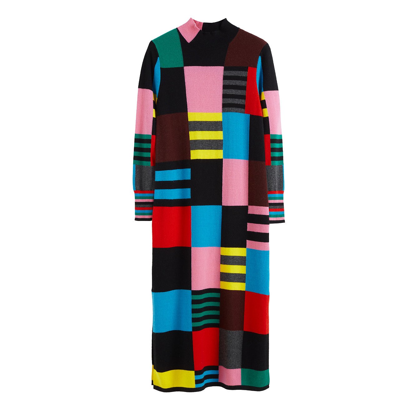 Chinti and Parker Multicolour Eccentric Wool-Cashmere Sweater Dress