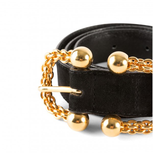 Paloma Picasso Sculpted-Buckle Suede Belt