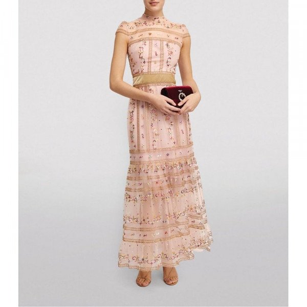 COSTARELLOS コスタレロス ワンピース Lace midi dress955176 Floral lace asymmetric midi dress in blue - Costarellos