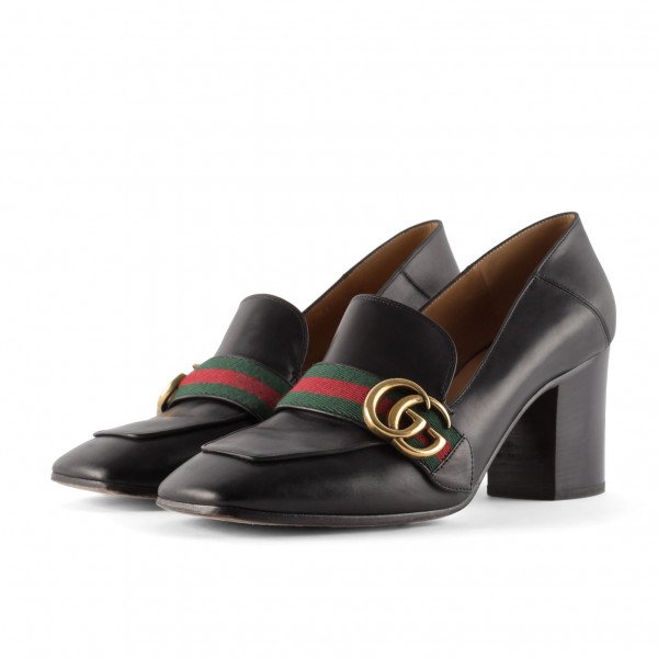Gucci Horsebit Block-heel Loafers in Natural | Lyst