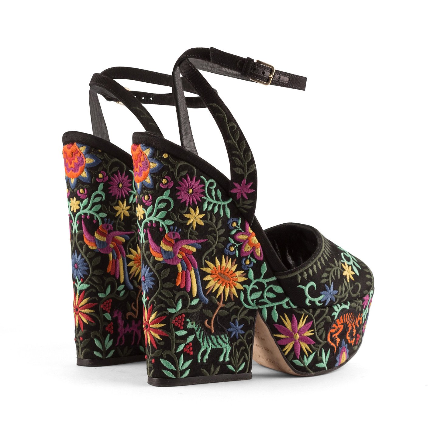Sergio Rossi Cancun Embroidered Wedge Sandals