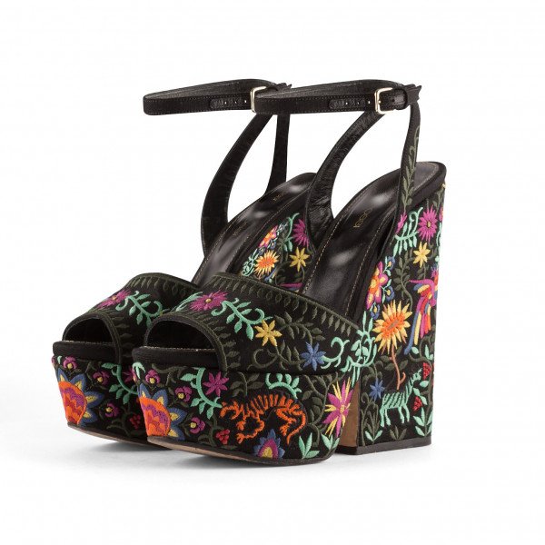 Sergio Rossi Cancun Embroidered Wedge Sandals