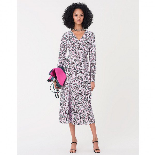 Rent Buy Diane von Furstenberg Tilly Silk Crepe De Chine Midi Wrap Dress MY WARDROBE HQ