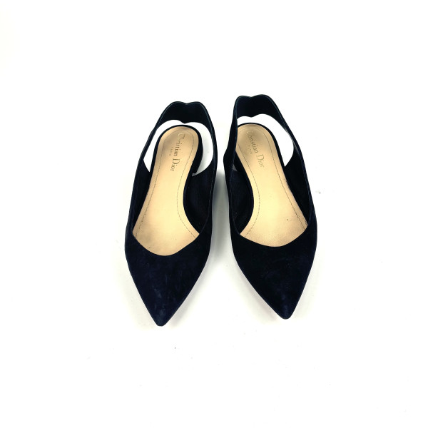 Dior Black Suede Slingback Flats