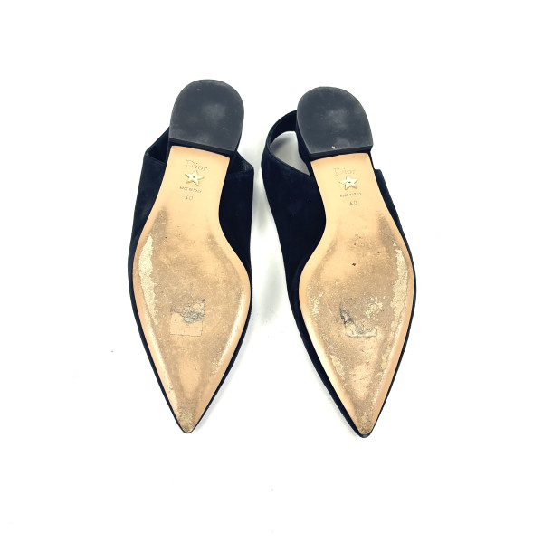 Dior Black Suede Slingback Flats