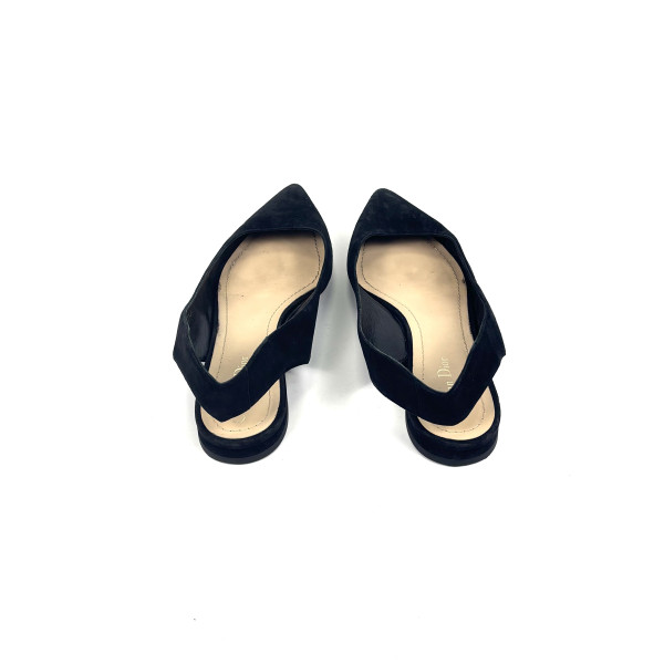 Dior Black Suede Slingback Flats