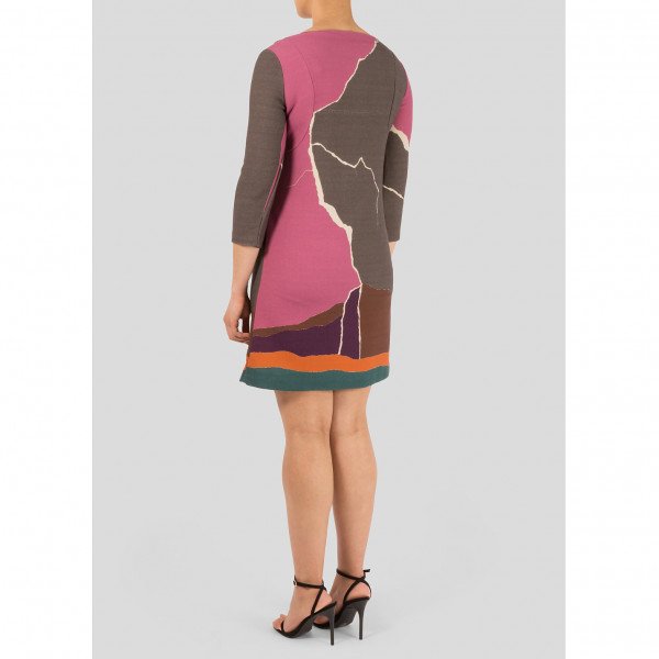 Alberta Ferretti Abstract Print Wool Mini Dress