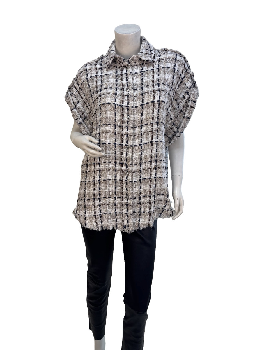 IRO Textured Tweed Short-Sleeve Jacket