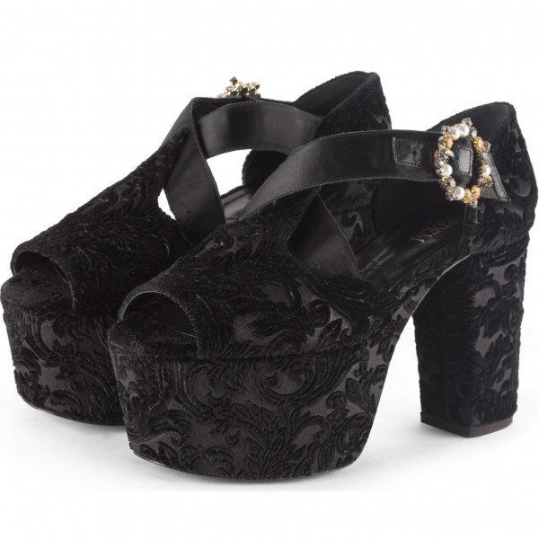 Erdem Phillipa Velvet Platform Sandals