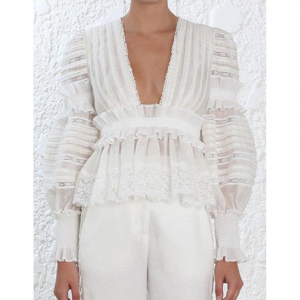 ZIMMERMANN Smocked Peplum Blouse