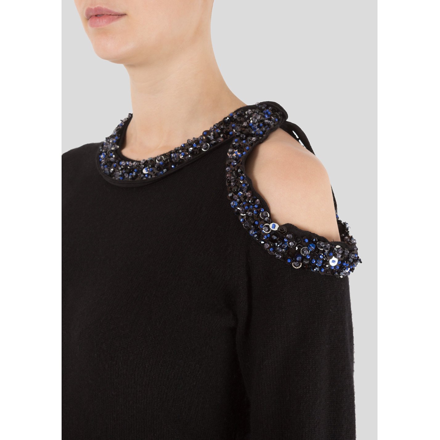 embellished shoulder sweater