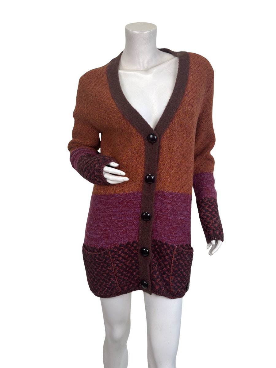 Louis Vuitton Oversized Colour Block Chunky Knit Cardigan