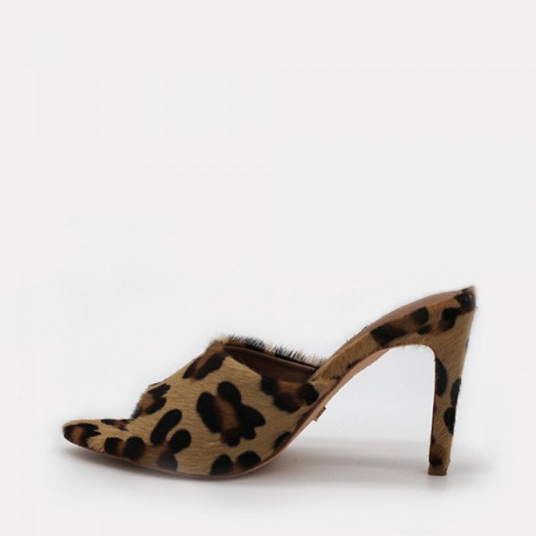 Blondish Horsy Leopard Mules