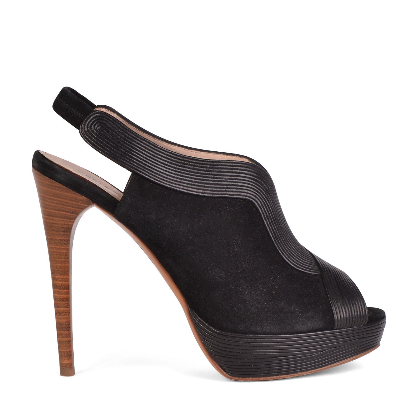 Gina Suede & Leather Peep-Toe Pumps