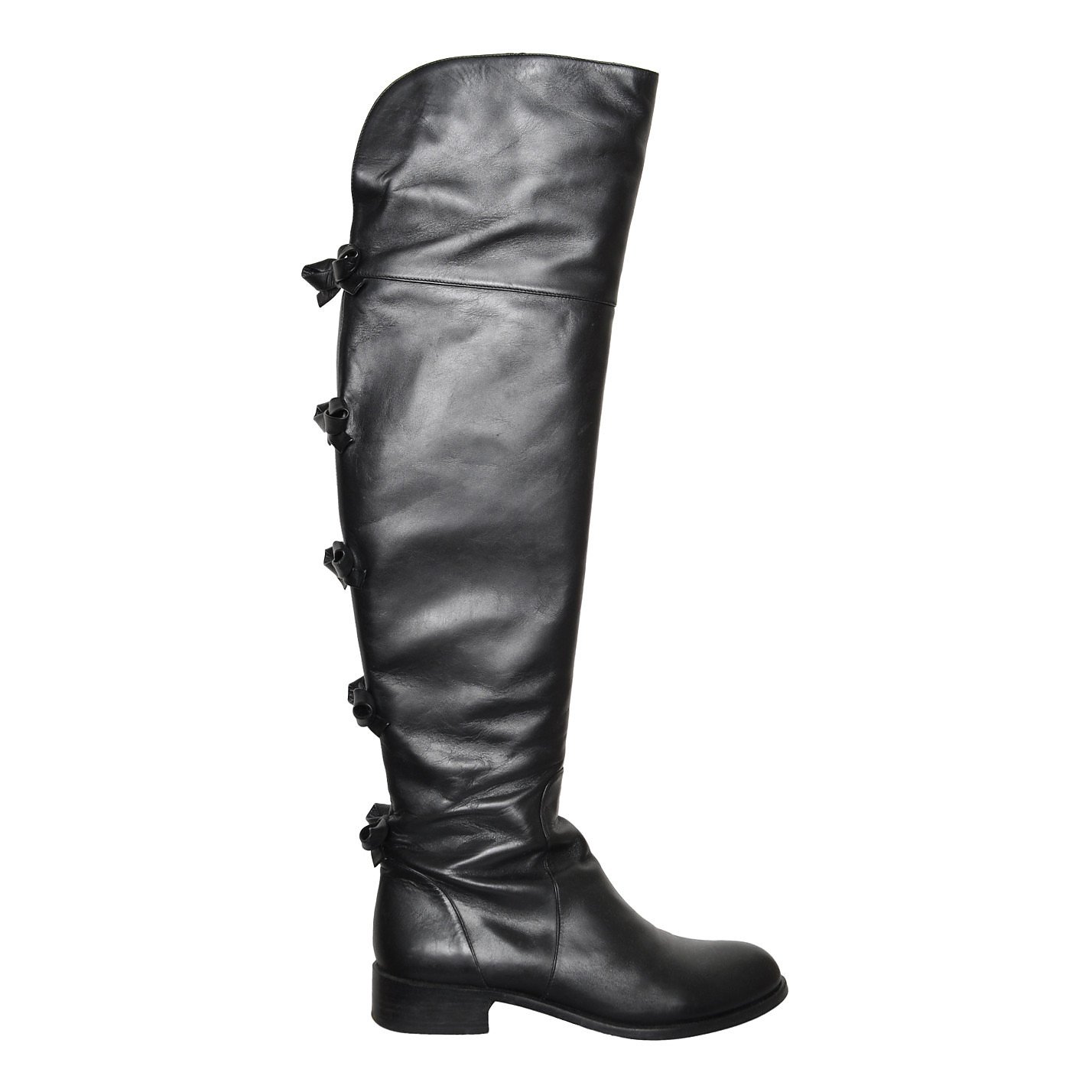 Valentino Bow-Detail Leather Knee Boots