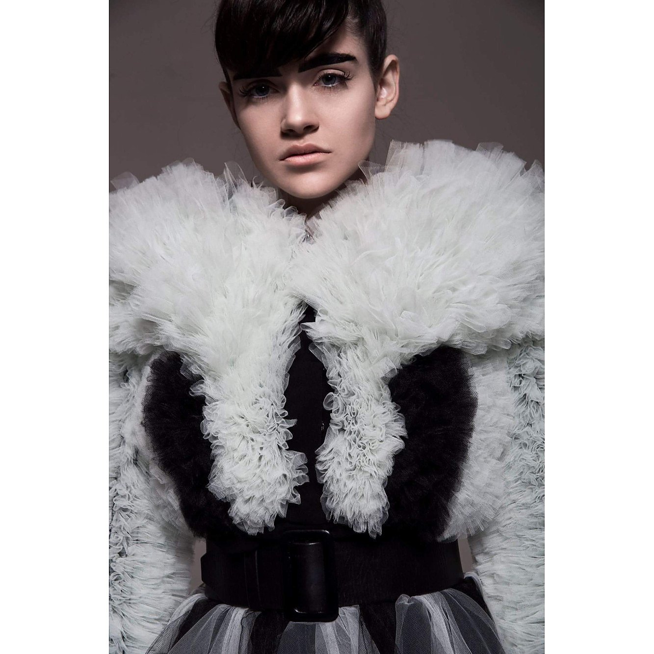 House Of Sheldonhall Crepe And Tulle Cropped Bomber Jacket