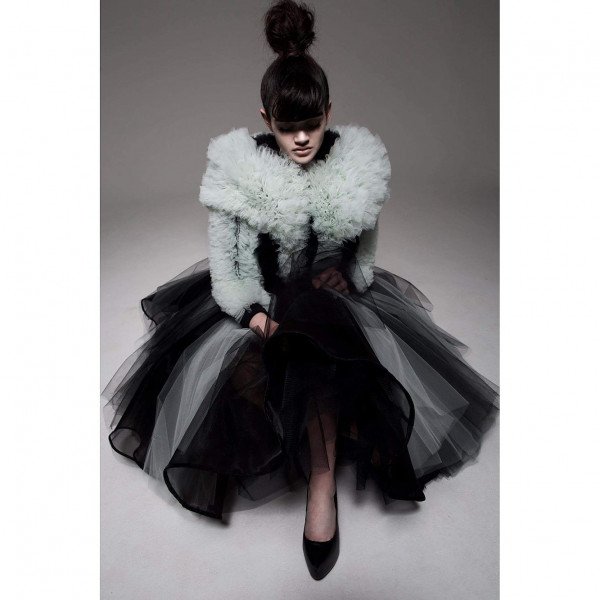 House Of Sheldonhall Crepe And Tulle Cropped Bomber Jacket